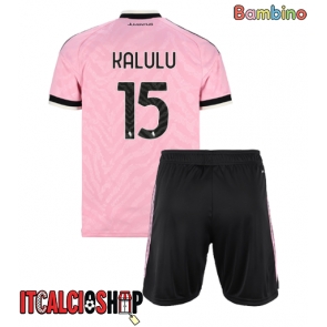 Juventus Pierre Kalulu #15 Seconda Maglia Bambino 2026-27 Manica Corta (+ Pantaloni corti)